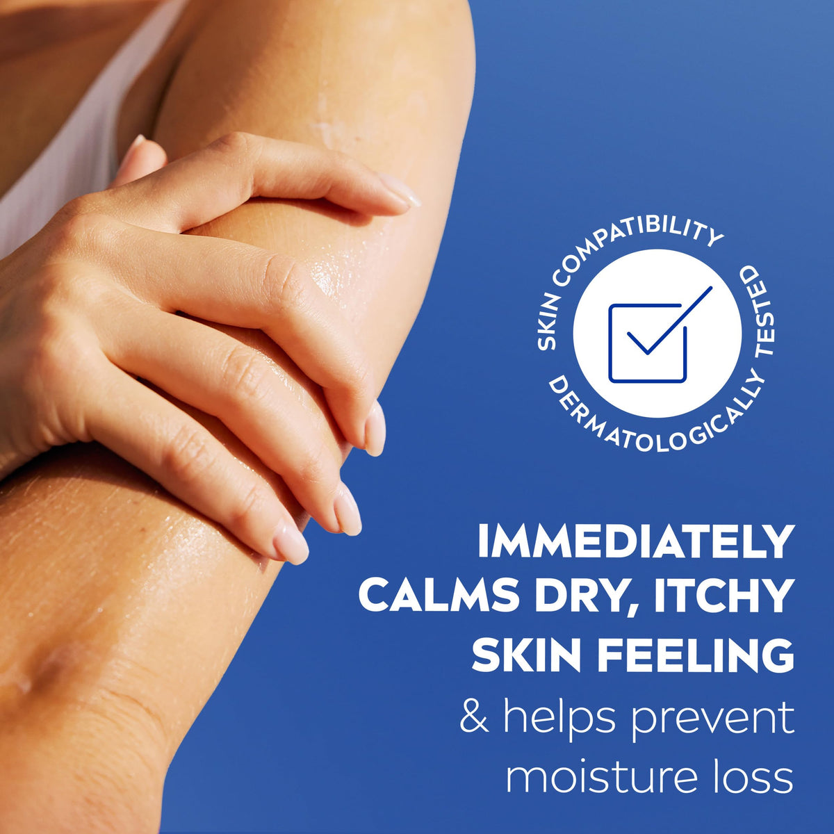 NIVEA being applied to hand demonstrating immediate soothing and relief