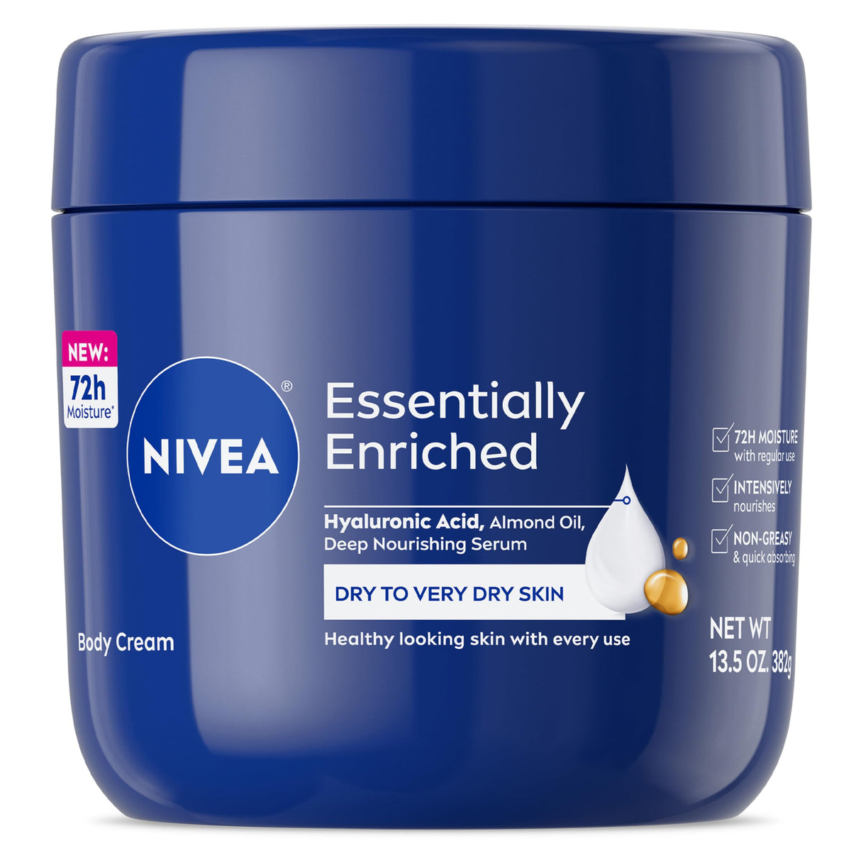 NIVEA jar front label showing product name and 13.5 oz size for clear identification