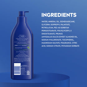 NIVEA bottle in bathroom lifestyle setting suggesting daily routine convenience and care