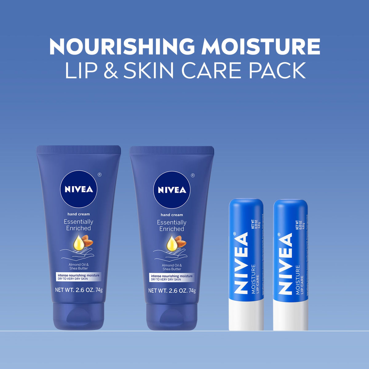 NIVEA lip balm sticks front view offering daily moisture