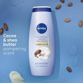 NIVEA bottle paired with cocoa butter lotion suggesting routine pairing