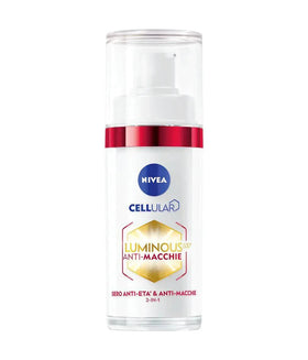 NIVEA front packaging of Cellular Luminous630 serum showing brand and 30 ml size for clear benefits