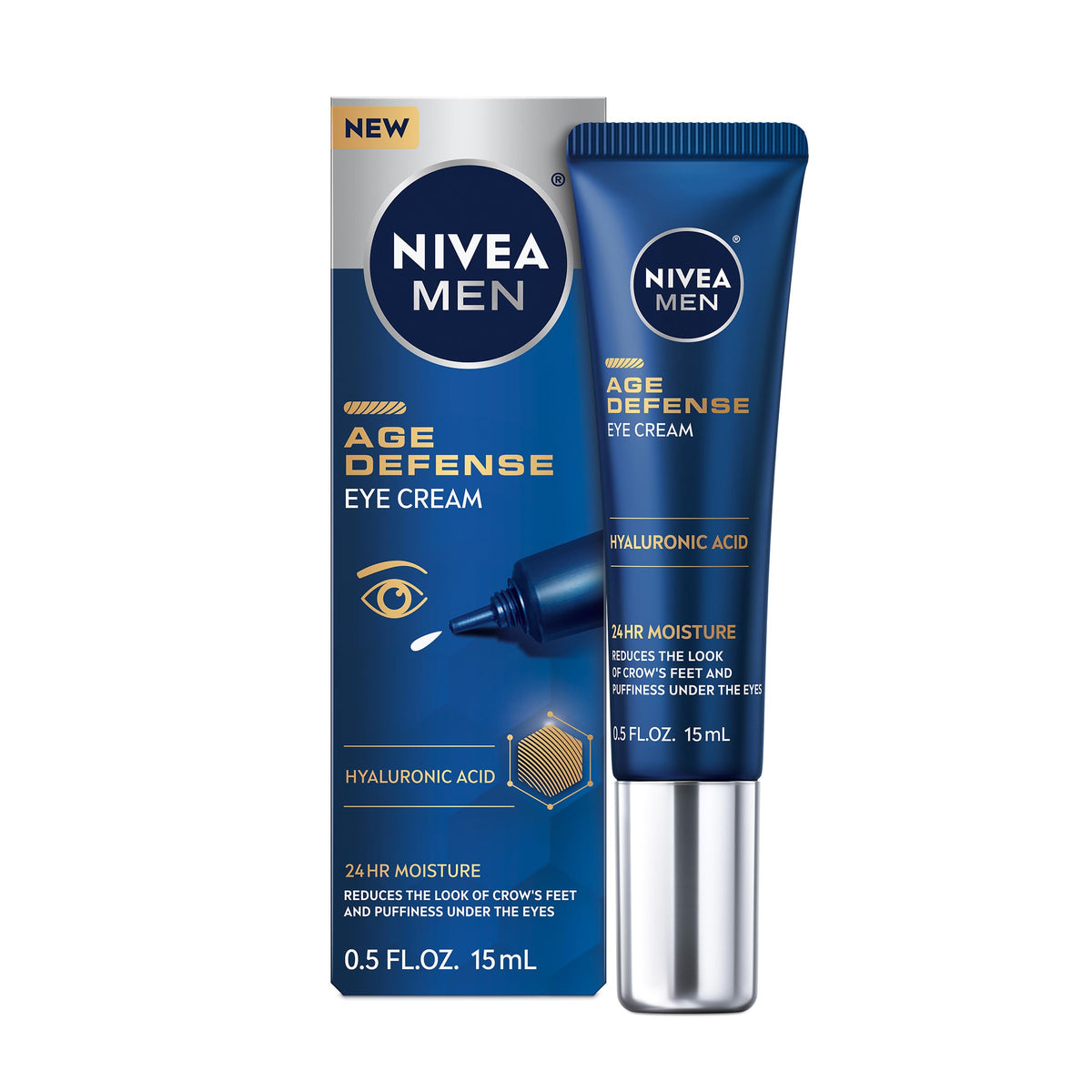 NIVEA MEN front tube view showing compact travel-friendly eye cream