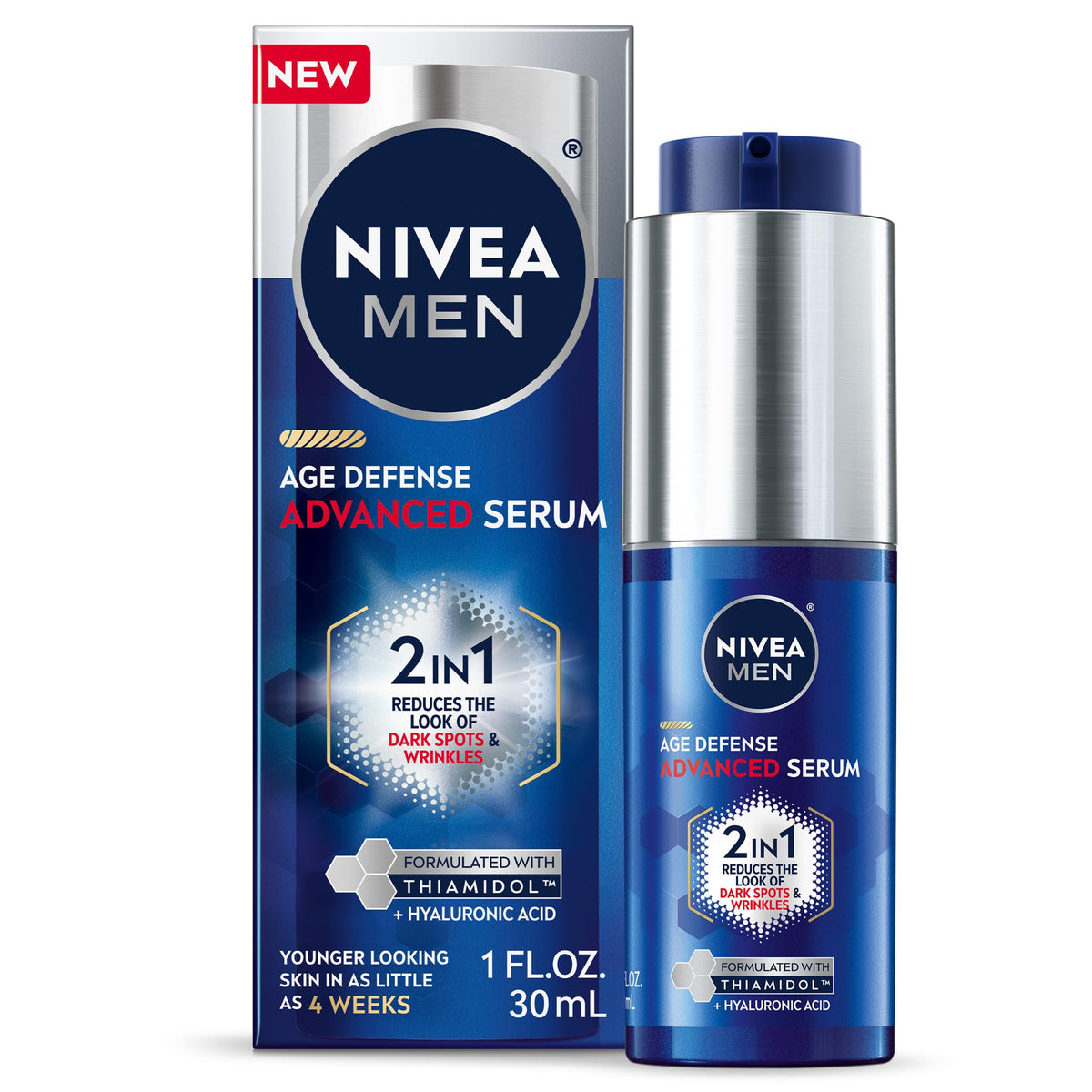 NIVEA MEN front packaging showing bottle and label benefits