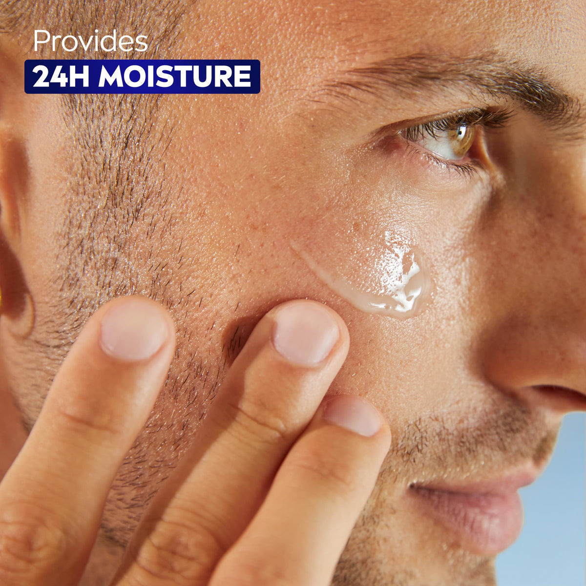 NIVEA MEN application on face demonstrating quick absorption benefit
