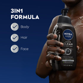 NIVEA MEN dispensing pump delivering easy one‑hand use in shower