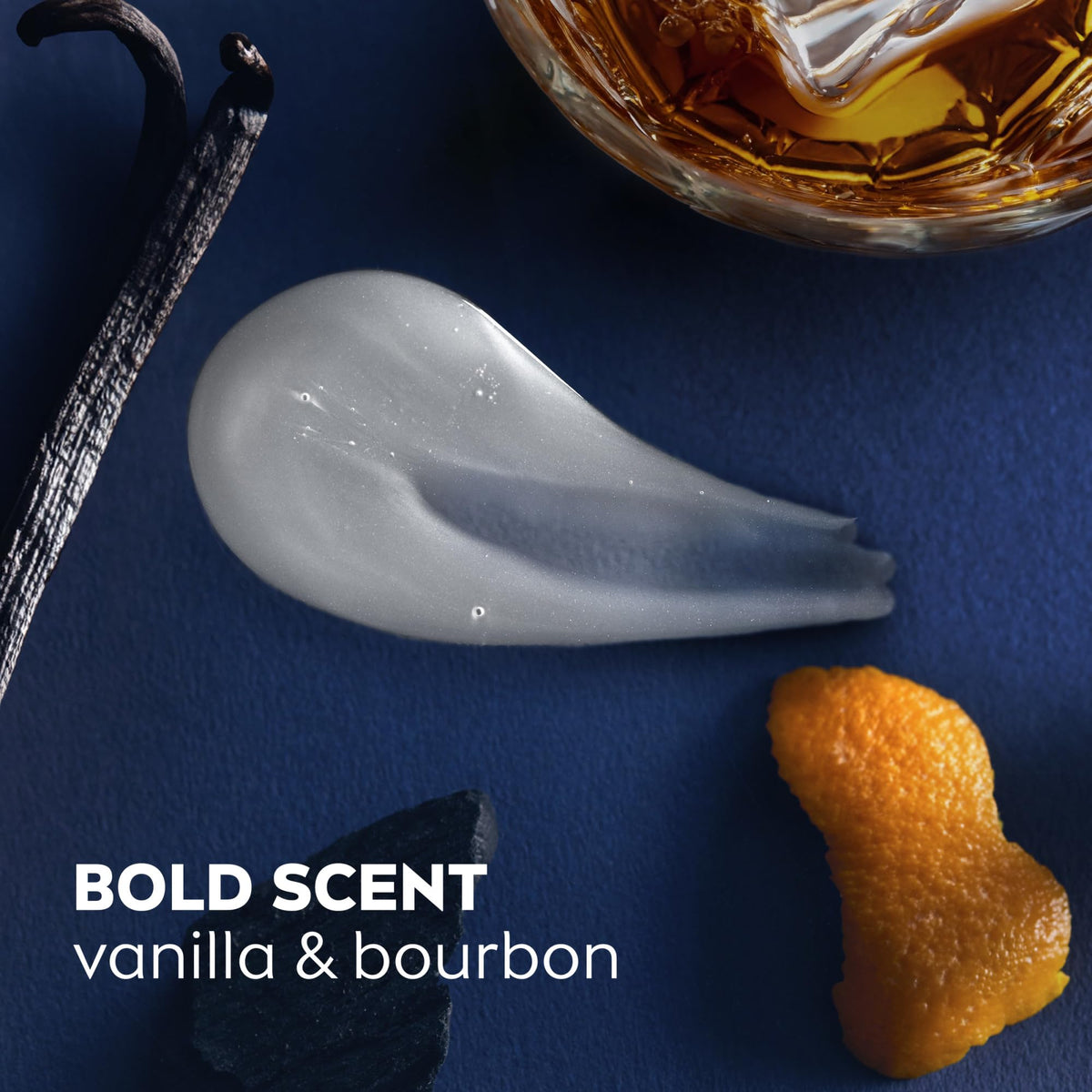 NIVEA MEN styled with vanilla and bourbon props suggesting long scent
