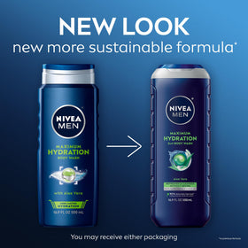 NIVEA MEN pump dispensing gel showing hydrating texture and quick application benefit