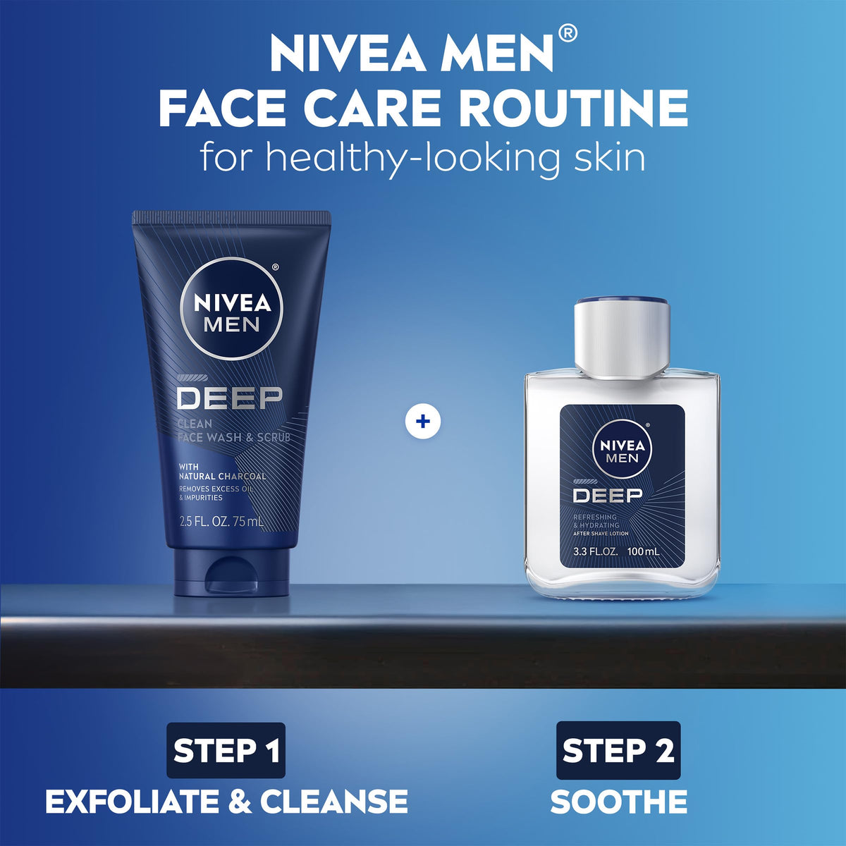 NIVEA MEN on bathroom counter in lifestyle scene promoting daily routine use