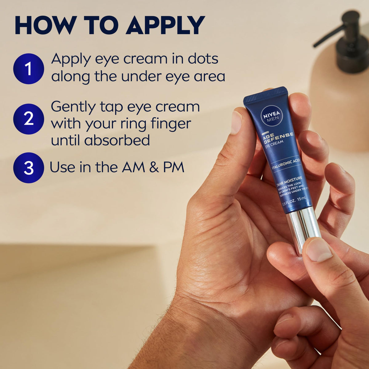 NIVEA MEN illustrated before and after under-eye area showing visible improvement