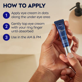 NIVEA MEN illustrated before and after under-eye area showing visible improvement