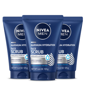 NIVEA MEN front tube showing product branding and size, clear benefit visible