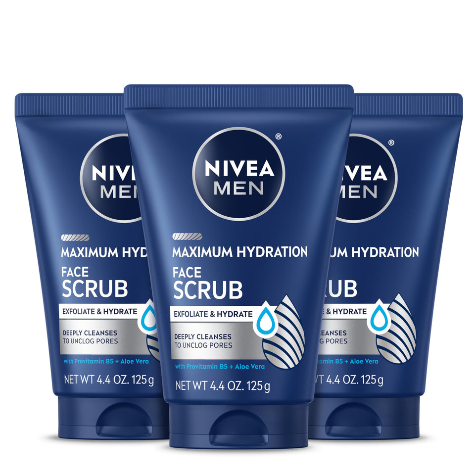 NIVEA MEN front tube showing product branding and size, clear benefit visible