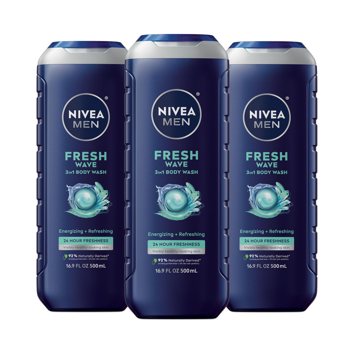 NIVEA MEN front bottle view showing clear label and menthol scent benefit