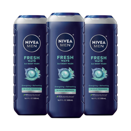 NIVEA MEN front bottle view showing clear label and menthol scent benefit