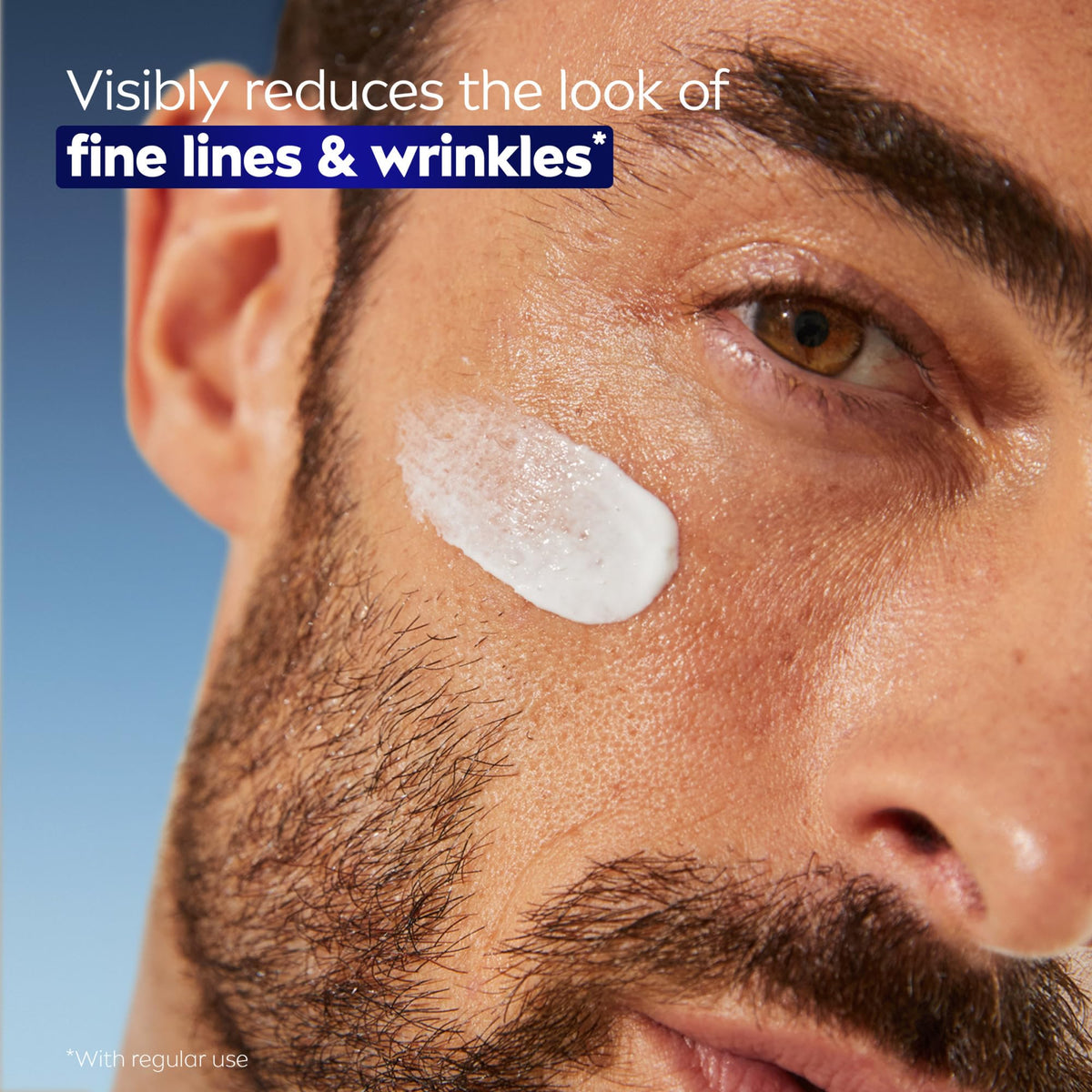 NIVEA MEN applied near beard showing beard-friendly formula and non-greasy finish