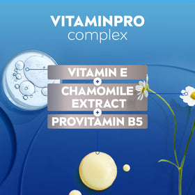 NIVEA MEN ingredient display with Vitamin E, B5 and chamomile soothing skin