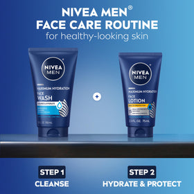 NIVEA MEN ingredients panel on back highlighting aloe and provitamin B5 benefit