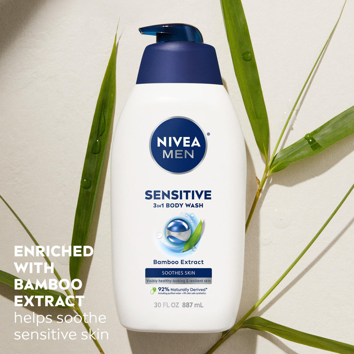 NIVEA MEN lather in hand illustrating rich foam and easy rinsing benefit