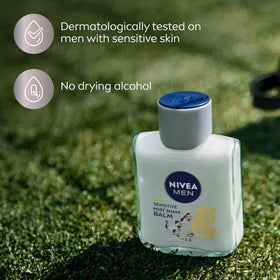 NIVEA MEN bottle in bathroom shaving setup illustrating daily routine benefit