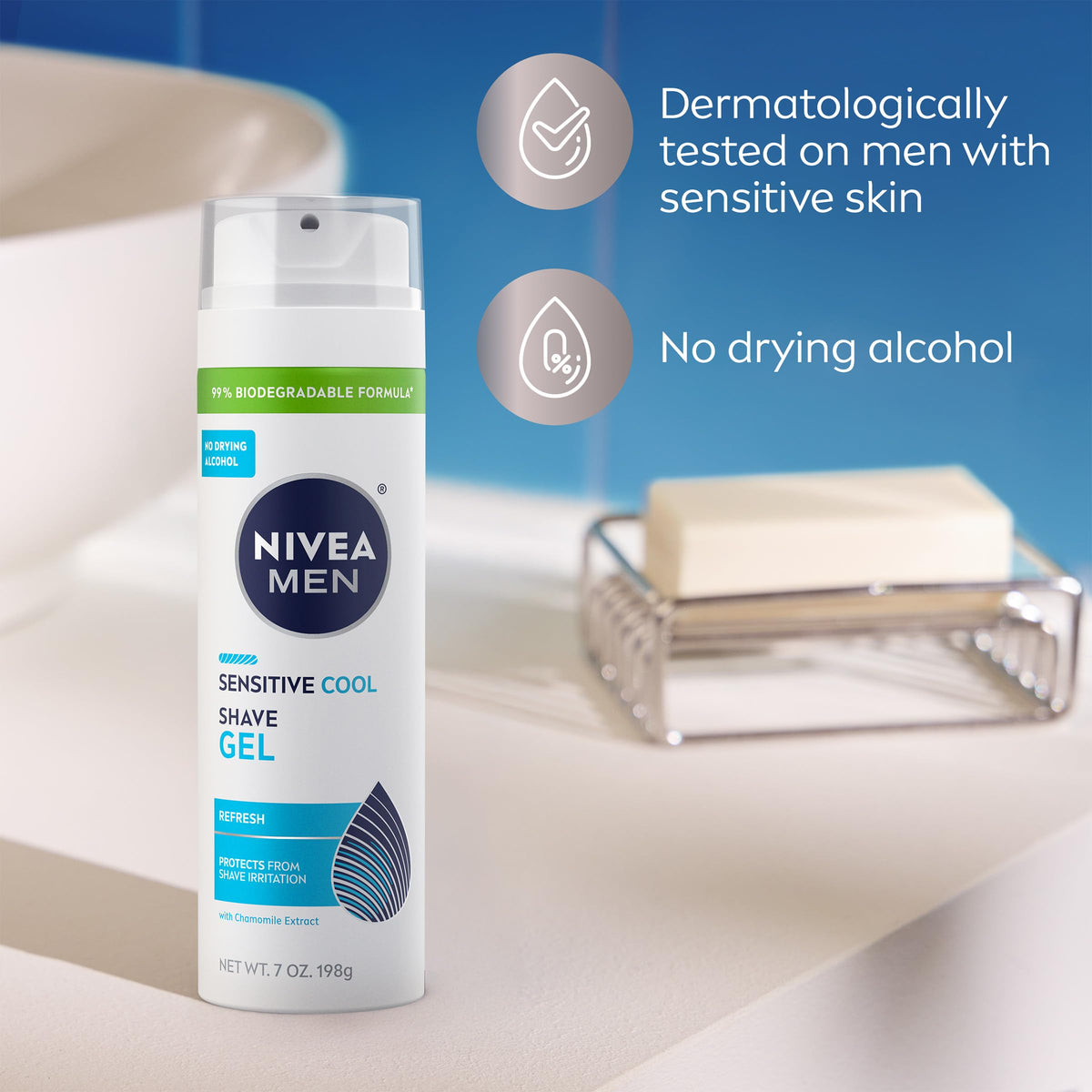 NIVEA MEN nozzle and cap detail showing sturdy dispenser and control