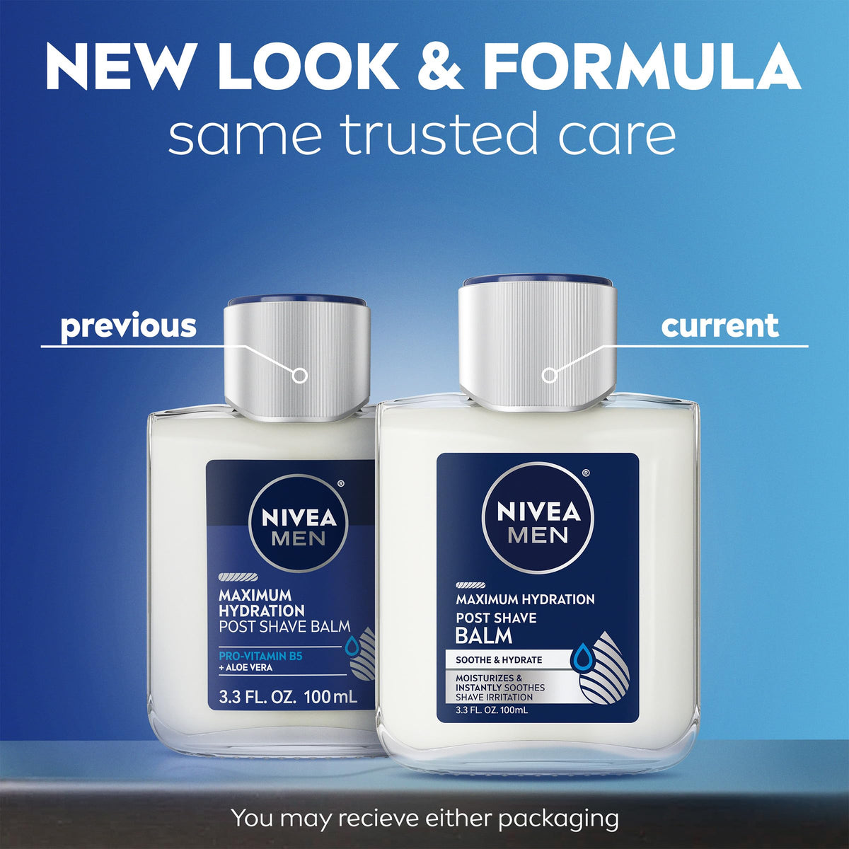 NIVEA MEN close-up label highlighting key ingredients and info