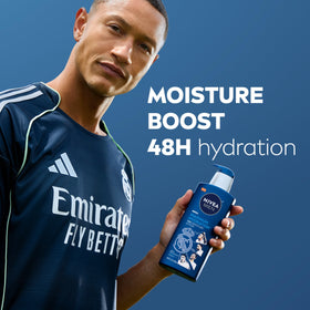 NIVEA MEN bottle angled to show label and moisture claims