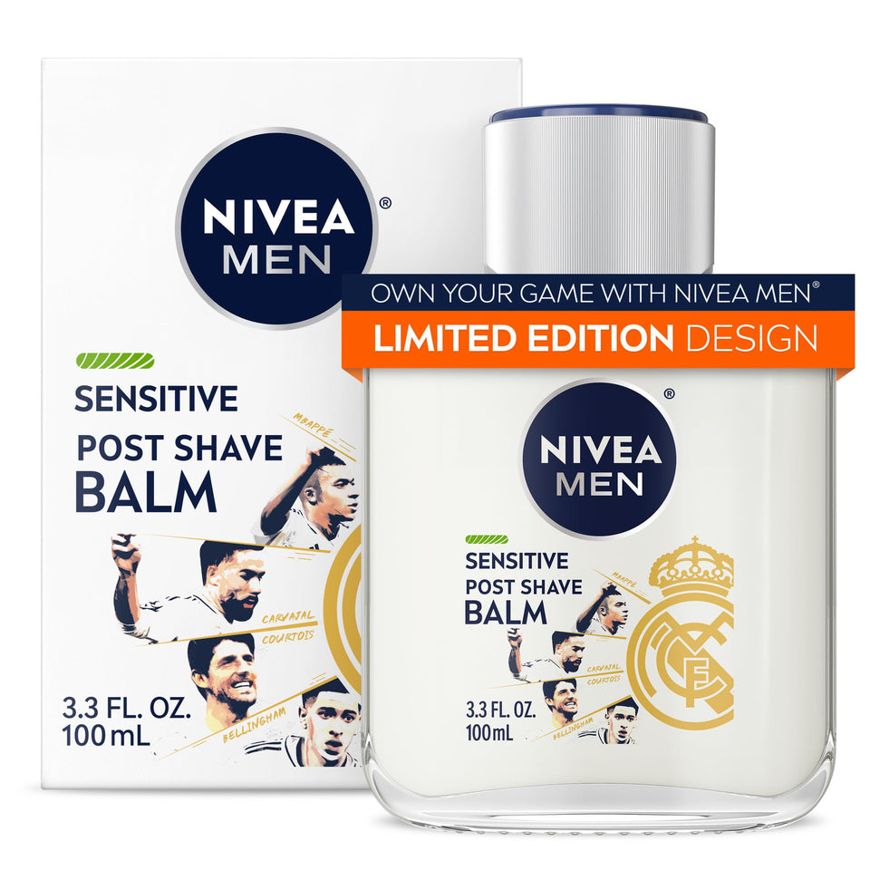NIVEA MEN front packaging showing Real Madrid design and benefits