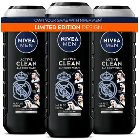 NIVEA MEN front packaging shows Real Madrid design and product benefit