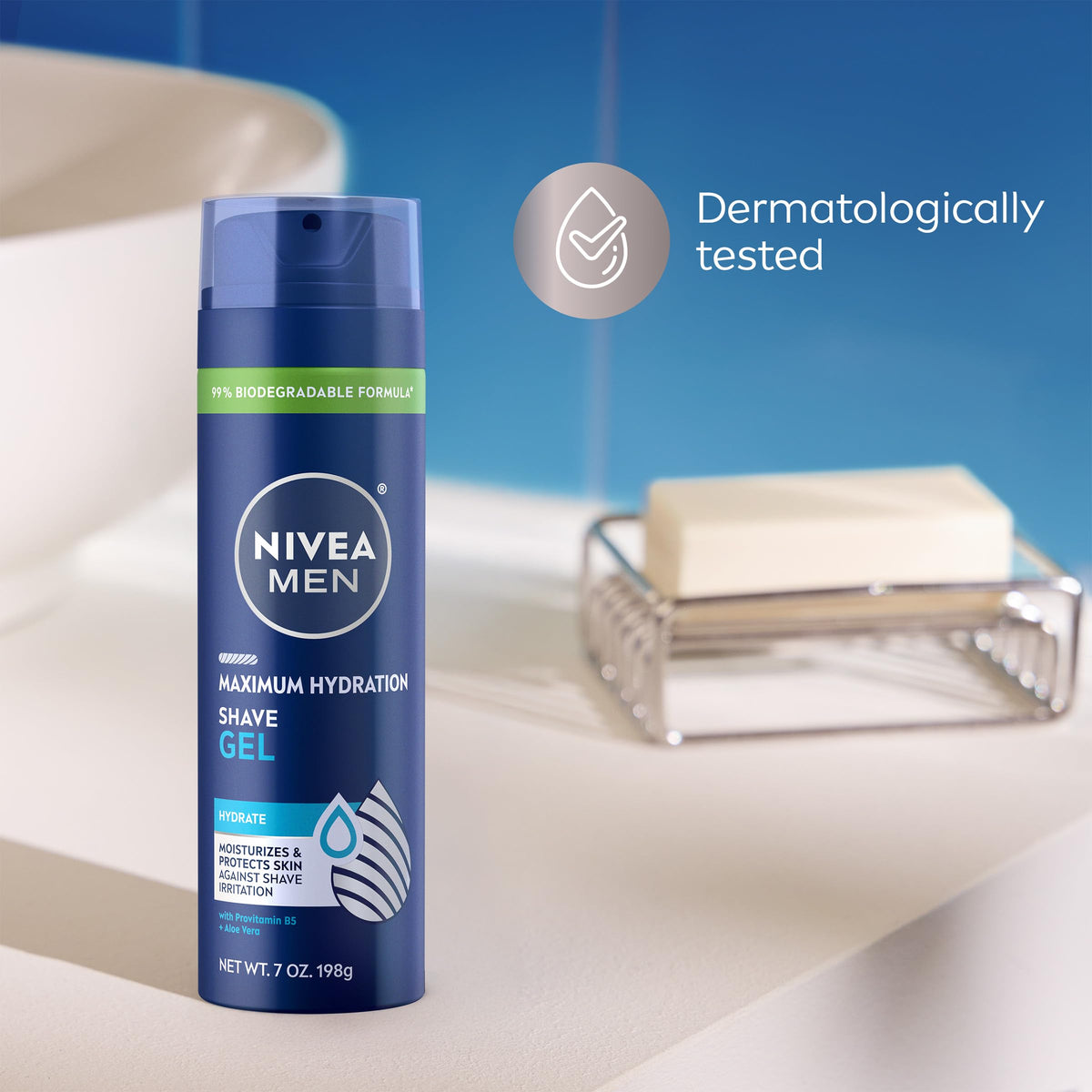 NIVEA MEN recycled aluminum can detail indicating eco benefit