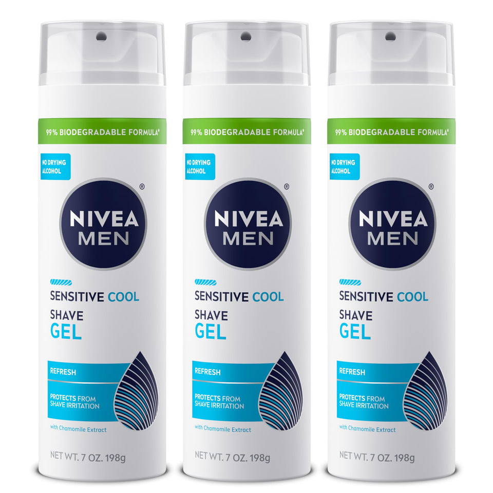 NIVEA MEN front packaging showing 7 oz can and cooling shave benefit
