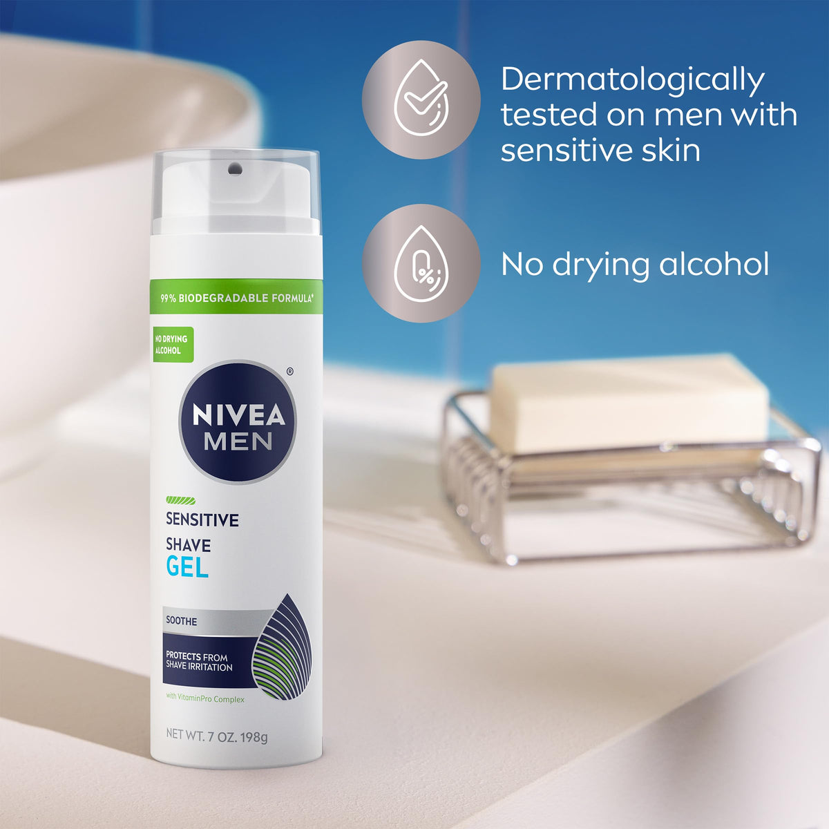 NIVEA MEN can next to ruler showing 7 oz scale and travel clarity