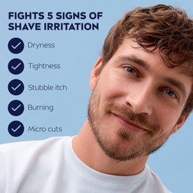 NIVEA MEN shave gel can detail demonstrating smooth glide and reduced nicks