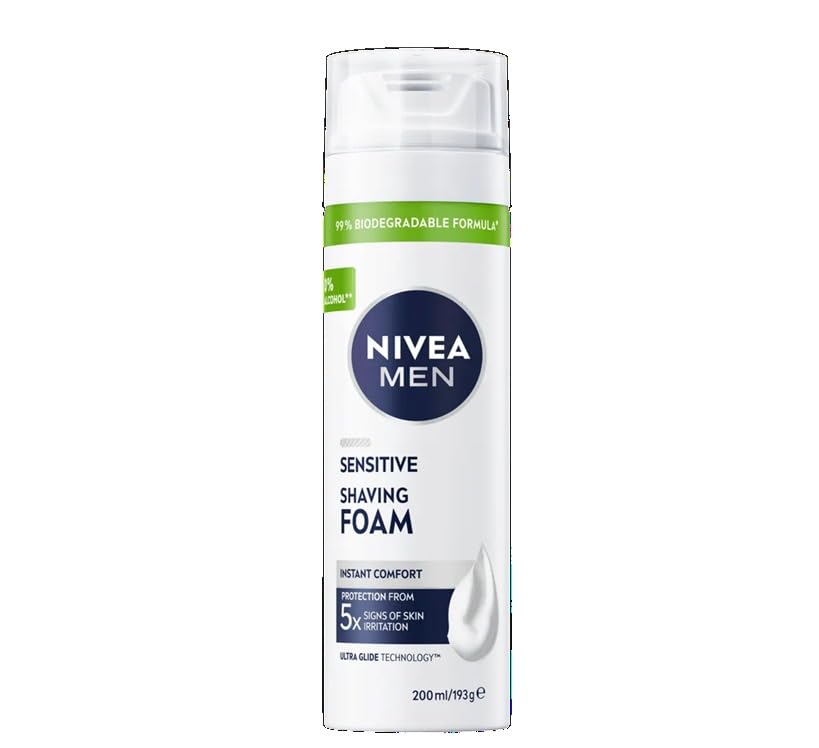 NIVEA Men front can showing product branding and benefits for sensitive skin