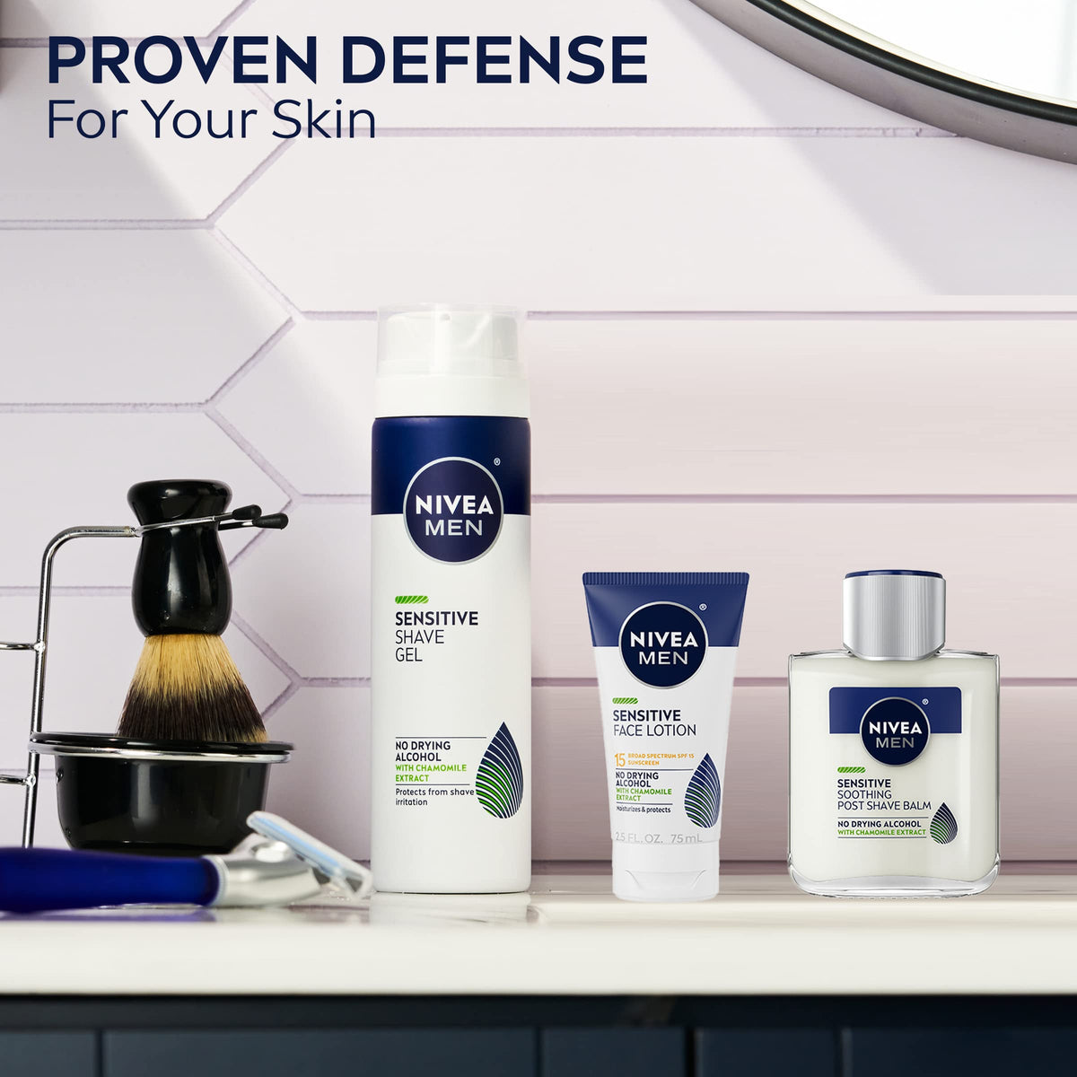 NIVEA MEN tube beside smartphone for compact size and portability