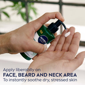 NIVEA MEN bottle in hand showing 5 fl oz travel-friendly size