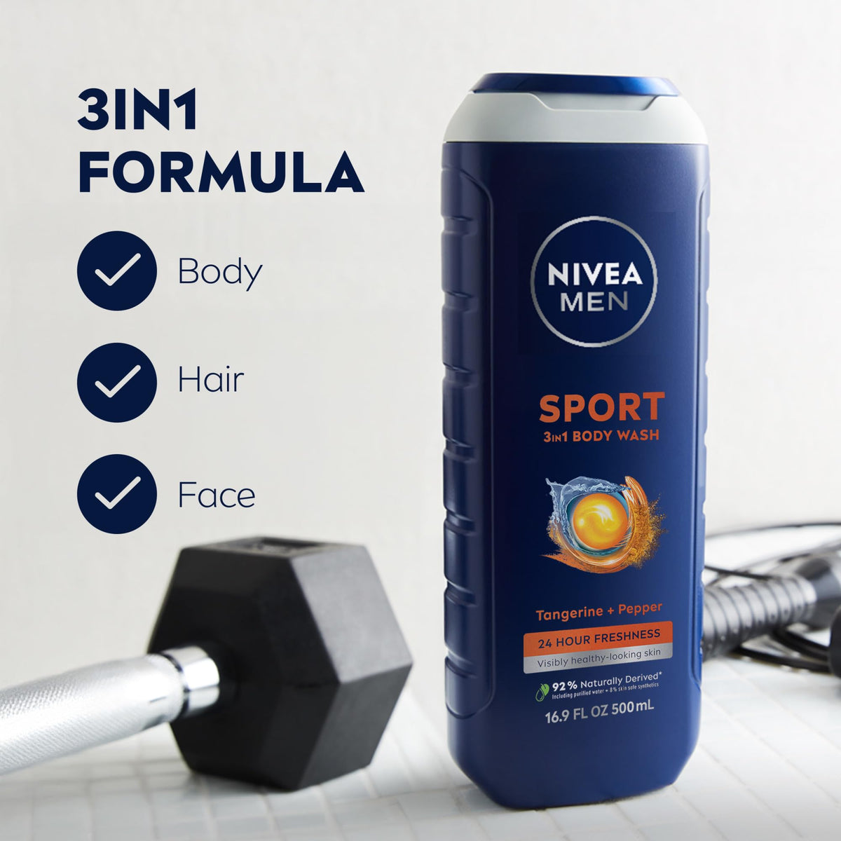 NIVEA MEN gel texture poured on palm showing rich consistency and gentle cleanse
