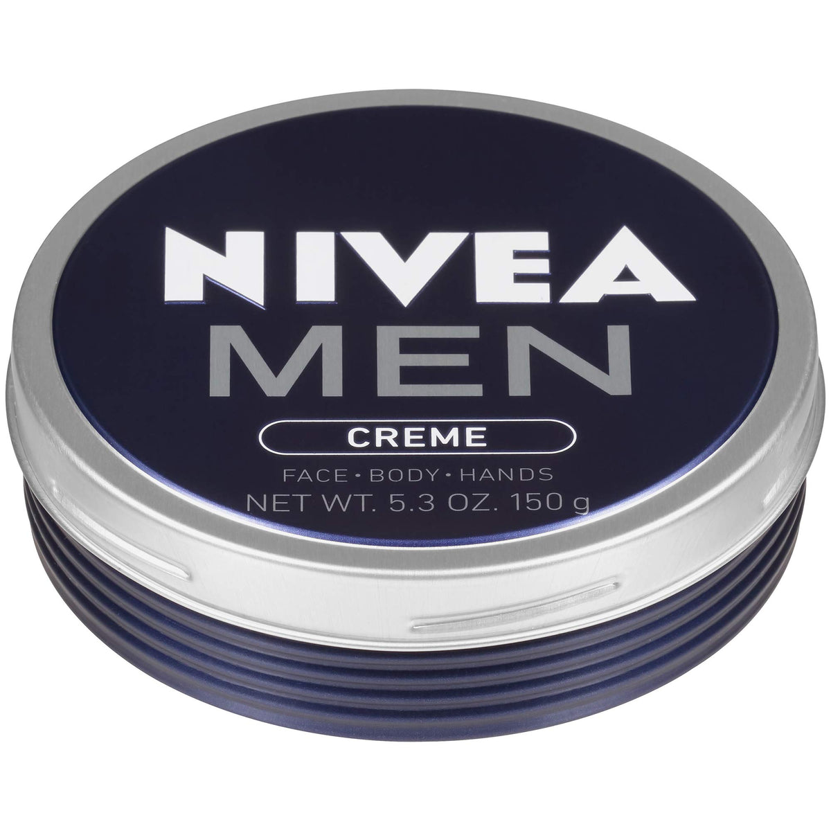 NIVEA MEN tin front packaging showing product and branding benefit: travel-ready hydration