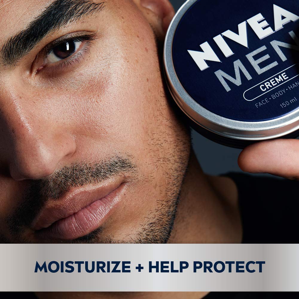 NIVEA MEN tin open top view revealing cream and easy-access design benefit