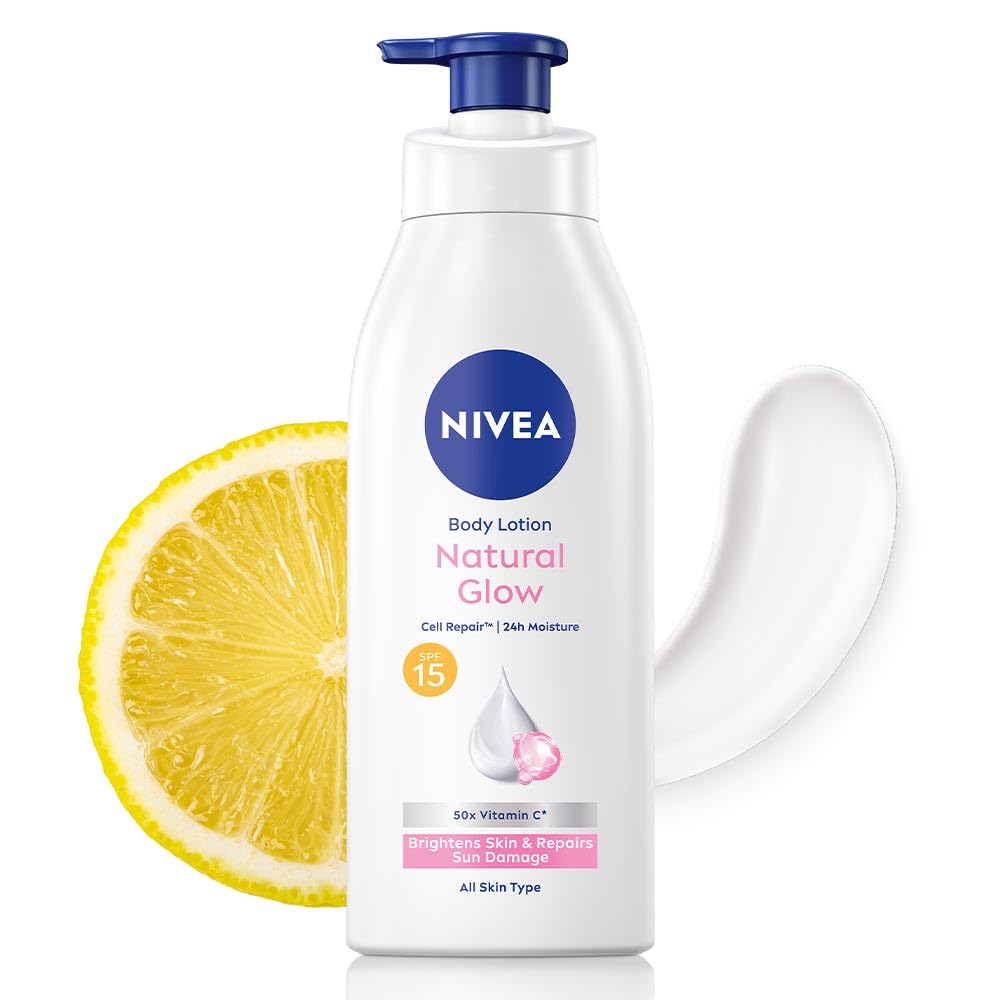 NIVEA bottle front packaging showing product and SPF 15 for everyday protection