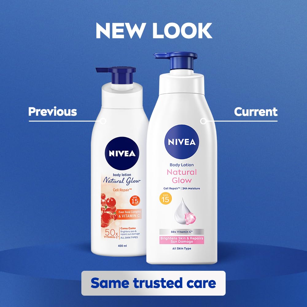 NIVEA product label and ingredient panel highlighting Vitamin C and SPF benefit