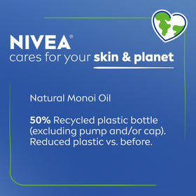 NIVEA open cap pouring lotion demonstrating smooth, spreadable consistency
