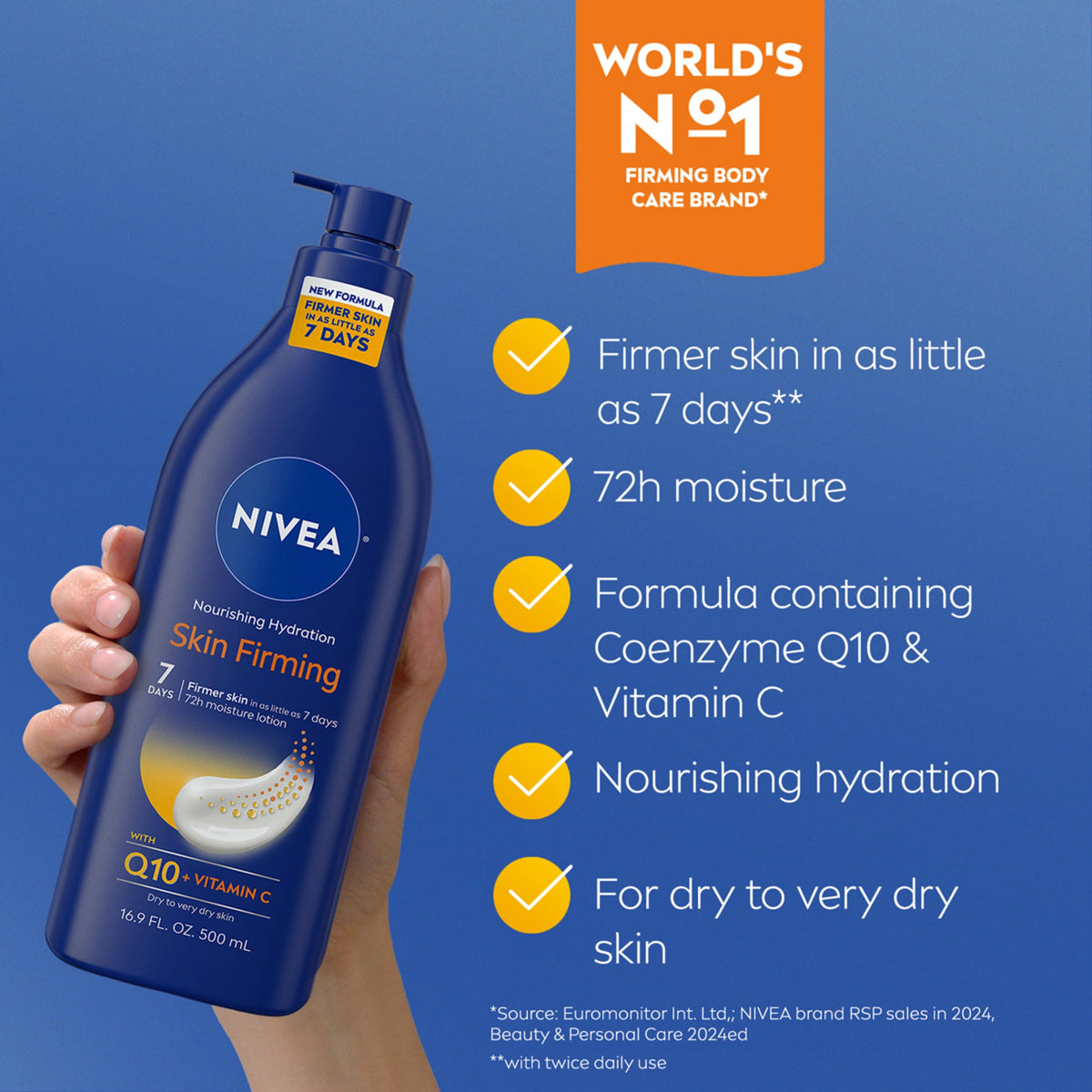 NIVEA pump in hand demonstrating smooth application and quick absorption