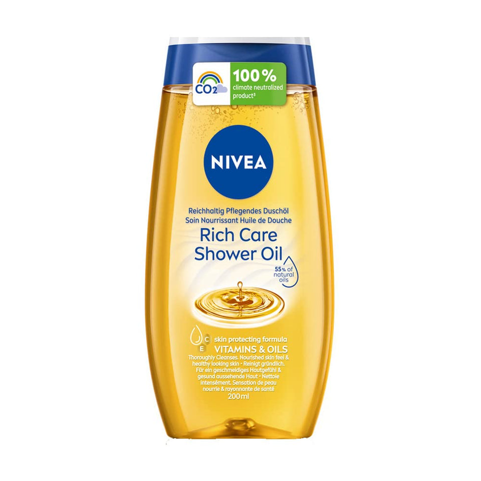 NIVEA bottle front packaging shows label and 200 ml size for nourishing care
