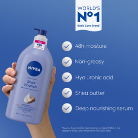 NIVEA pump dispensing lotion demonstrating controlled, mess-free use