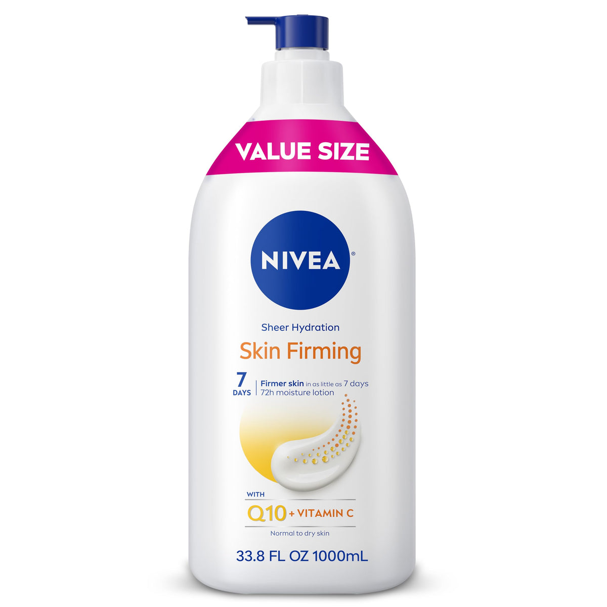 NIVEA front packaging showing value-size pump and product benefit