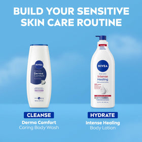 NIVEA size comparison in hand showing 16.9 fl oz portability and value