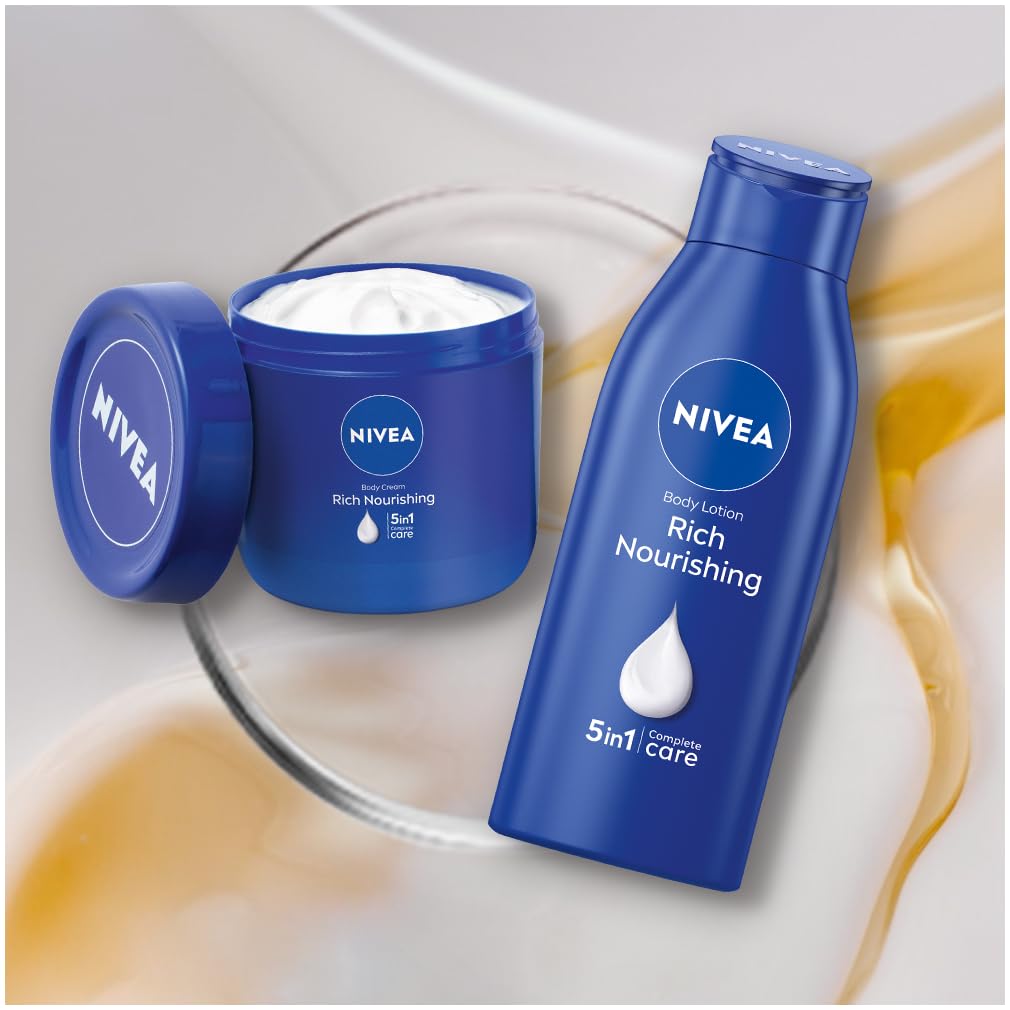 NIVEA size comparison with hand illustrating 400ml capacity and economical use benefit