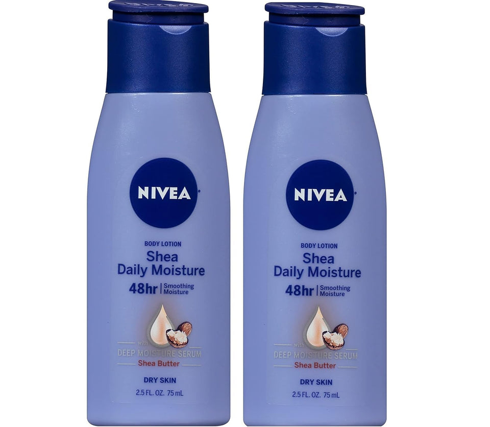 NIVEA front packaging showing compact twin tubes and moisturizing benefits