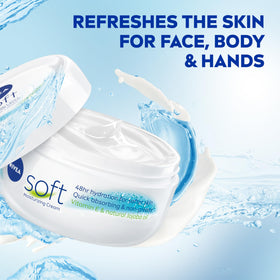 NIVEA soft next to a 16oz scale to show jar size and value